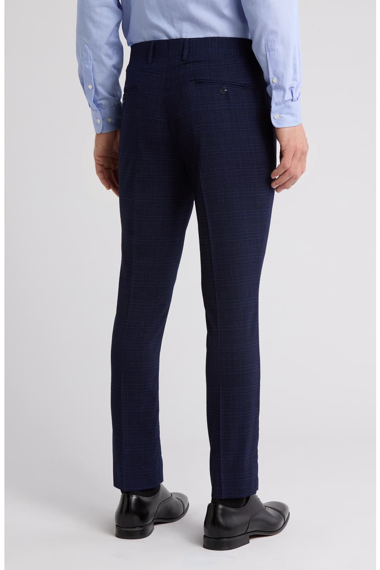 Plaid Slim Fit Dress Pants, Alternate, color, NAVY