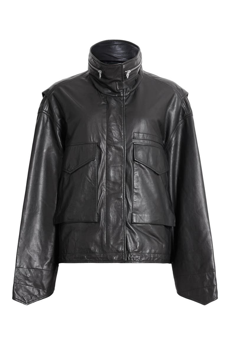 Clay Leather Jacket, Alternate, color, BLACK