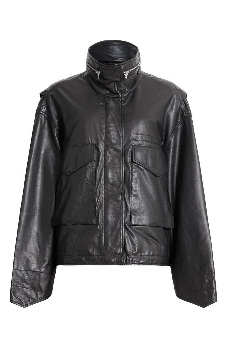 AllSaints Clay Leather Jacket, Alternate, color, Black