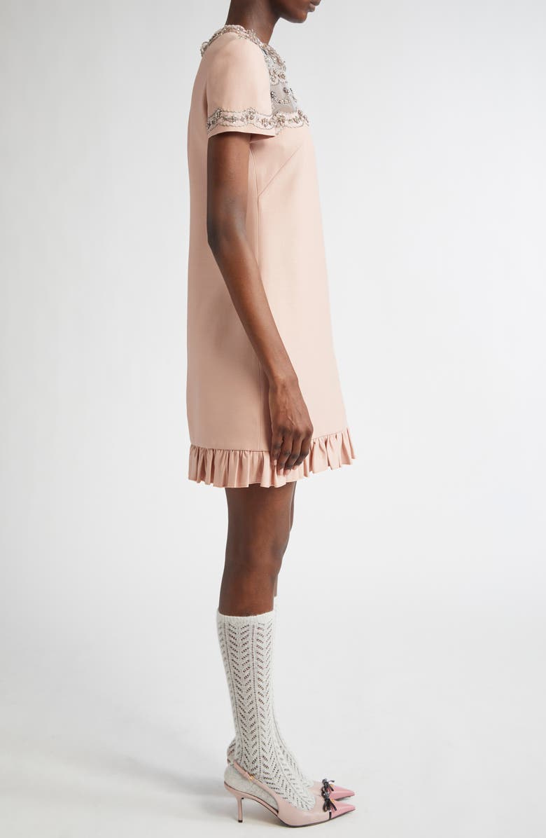 Valentino Garavani Embroidered Crepe Couture Shift Dress, Alternate, color, 