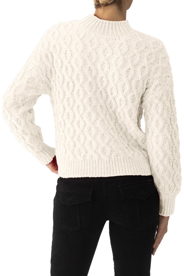 Cable Stitch Chenille Sweater, Alternate, color, LIGHT ALMOND