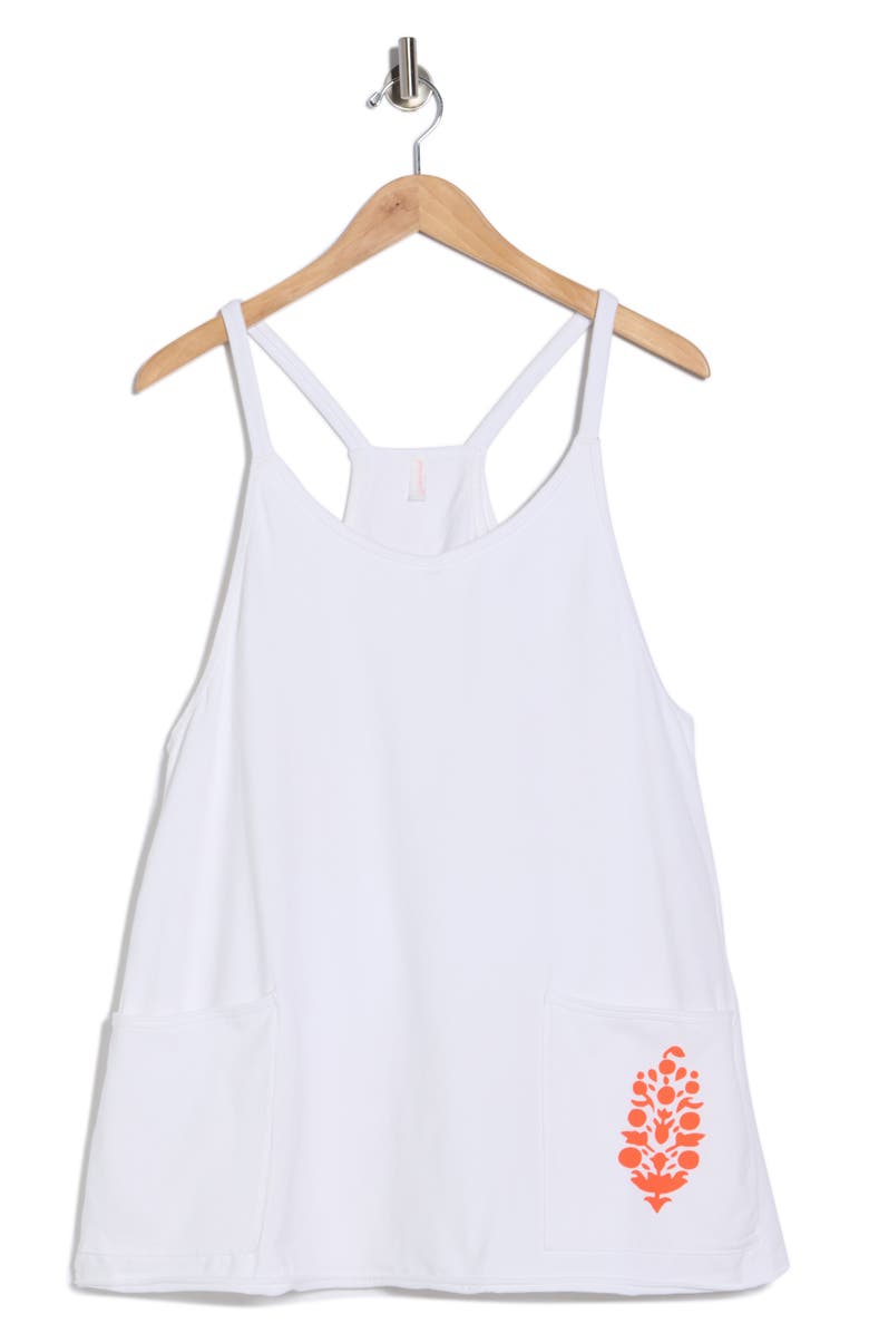 Free People Hot Shot Logo Pocket Stretch Cotton Minidress, Alternate, color, White Combo/ Scarlet