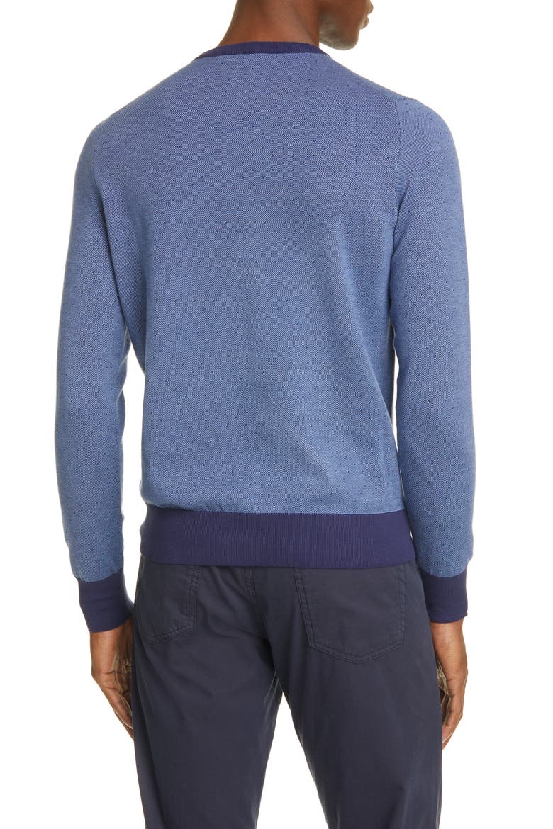 Classic Fit Dot Cotton Crewneck Sweater, Alternate, color, NAVY