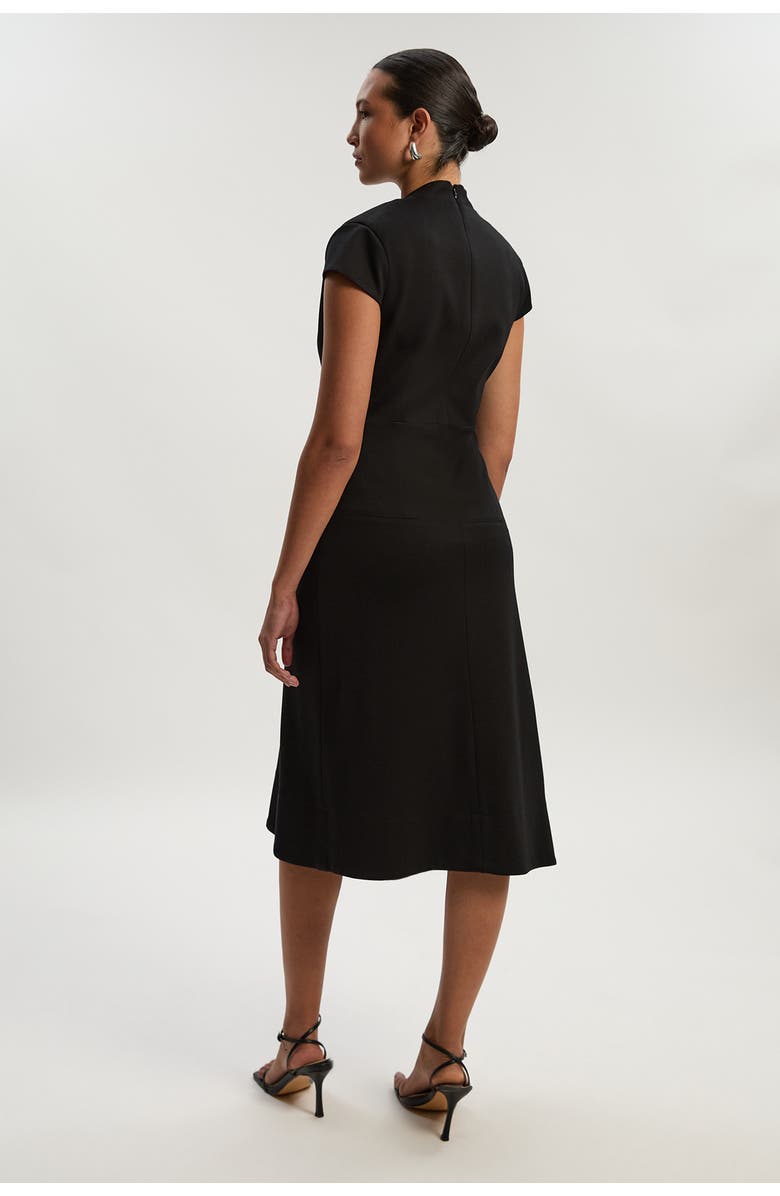 Karen Millen Ponte V-Neck Midi Dress, Alternate, color, Black