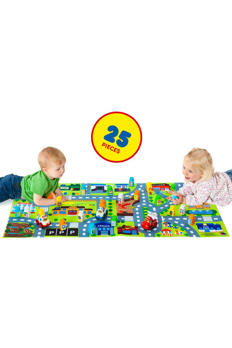 Playmat Block Set with 3 Cars, Alternate, color, Multicolored