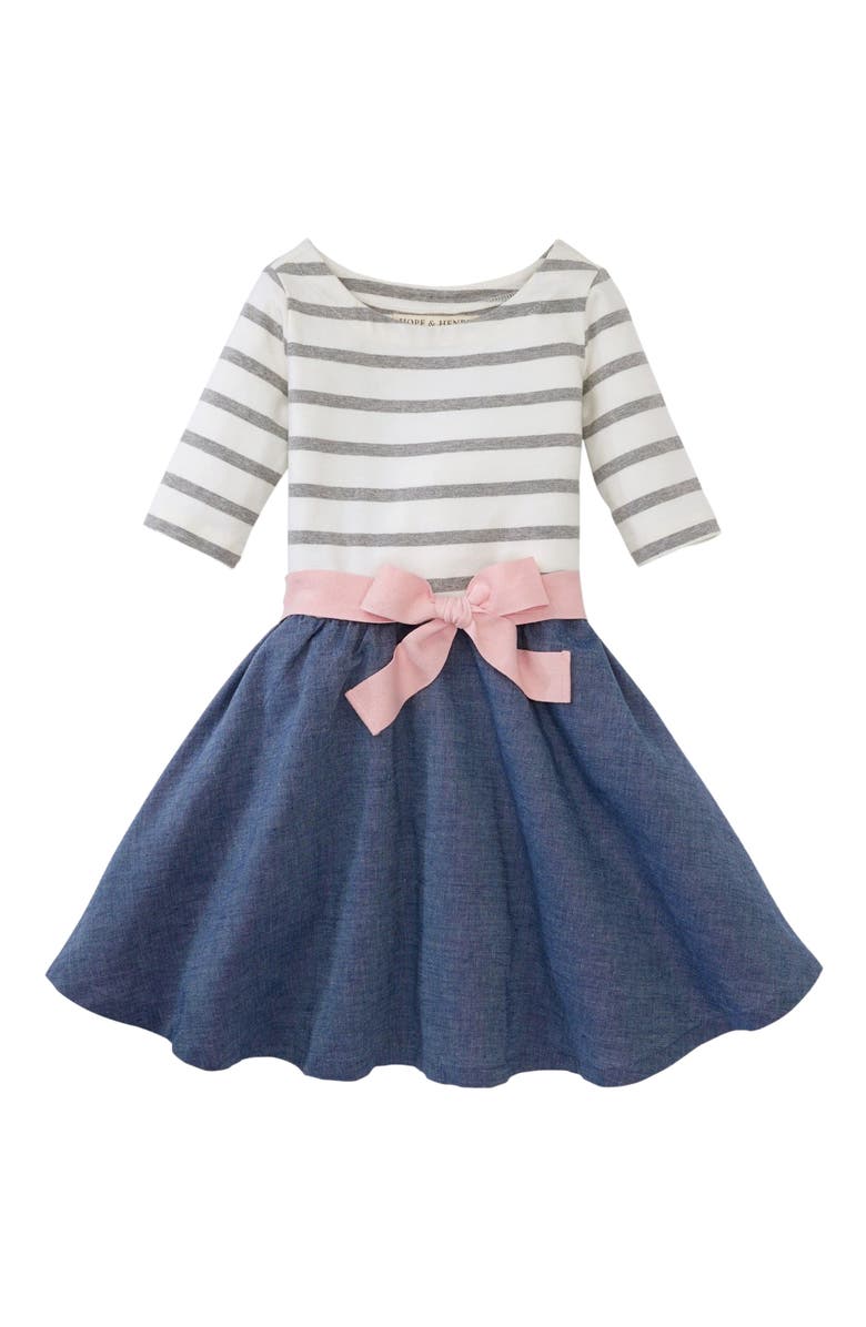 Hope & Henry Girls' Organic Cotton Lightweight Blocked Skater Dress, Kids, Alternate, color, 