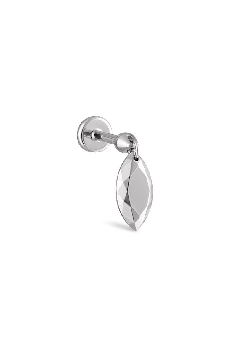 Faceted Marquise Single Threaded Stud Earring, Main, color, WHITE GOLD