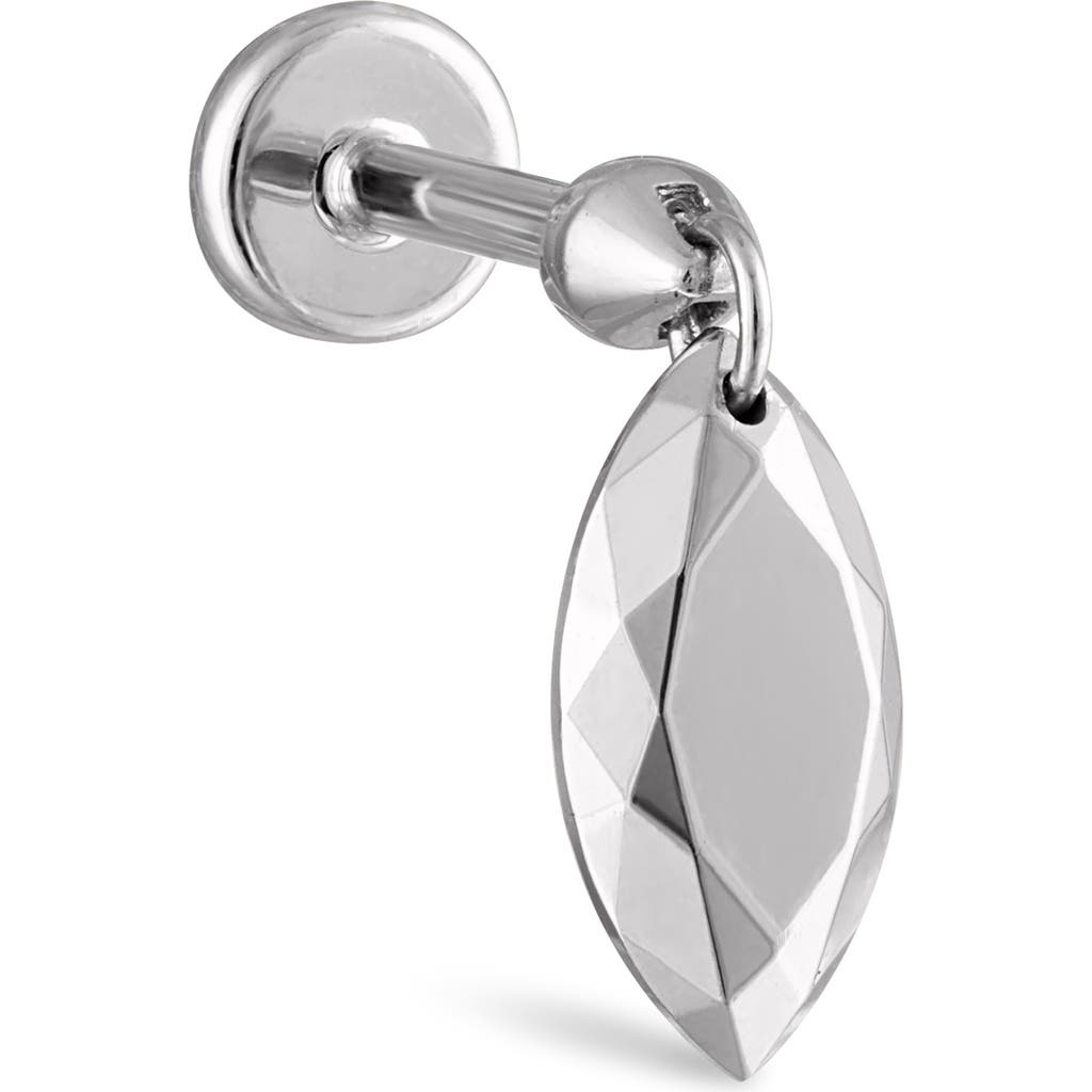 Maria Tash Faceted Marquise Single Threaded Stud Earring In White Gold