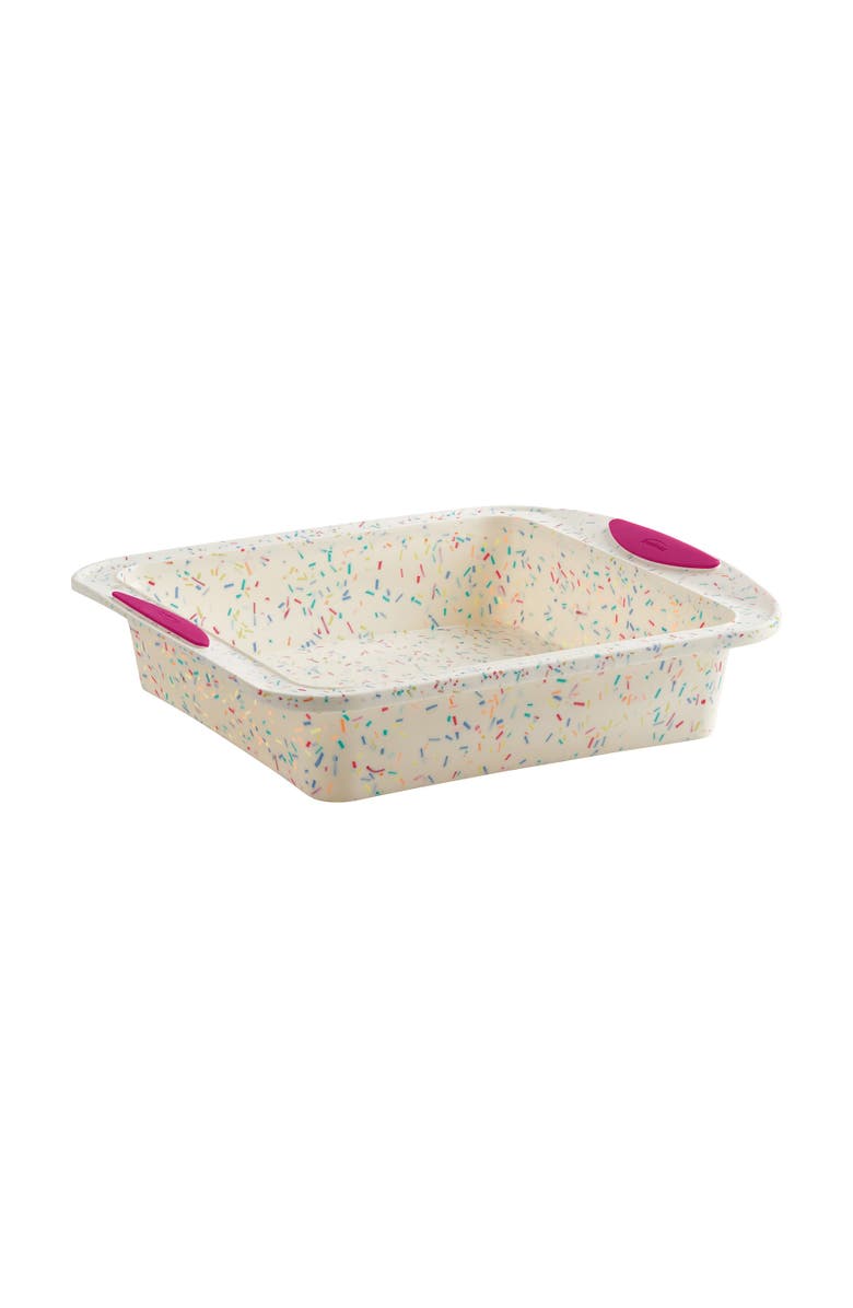 Trudeau Structure Silicone 8" x 8" Square Cake Pan, Confetti/Fuchsia, Main, color,