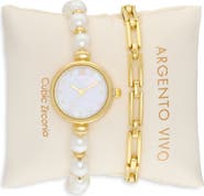 ARGENTO VIVO Mother-of-Pearl Watch & Chain Bracelet Set