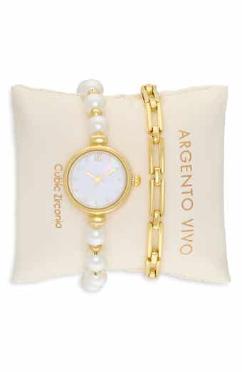 ARGENTO VIVO Mother-of-Pearl Watch & Chain Bracelet Set