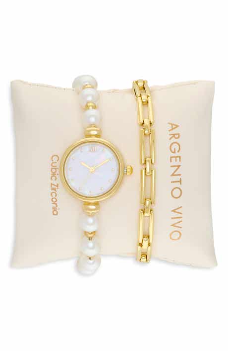 ARGENTO VIVO Mother-of-Pearl Watch & Chain Bracelet Set