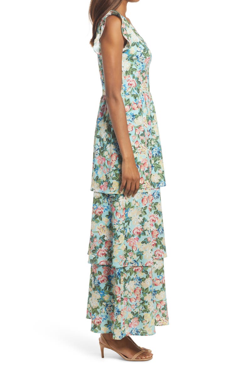 V-Neck Tiered Dress, Alternate, color, MULTI FLORAL