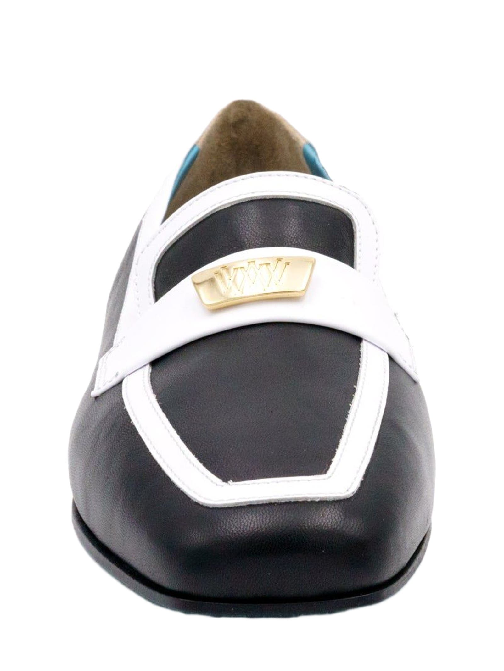 Valentina Rangoni Briseide Flat Loafer with Logo Bit, Alternate, color, Black/White