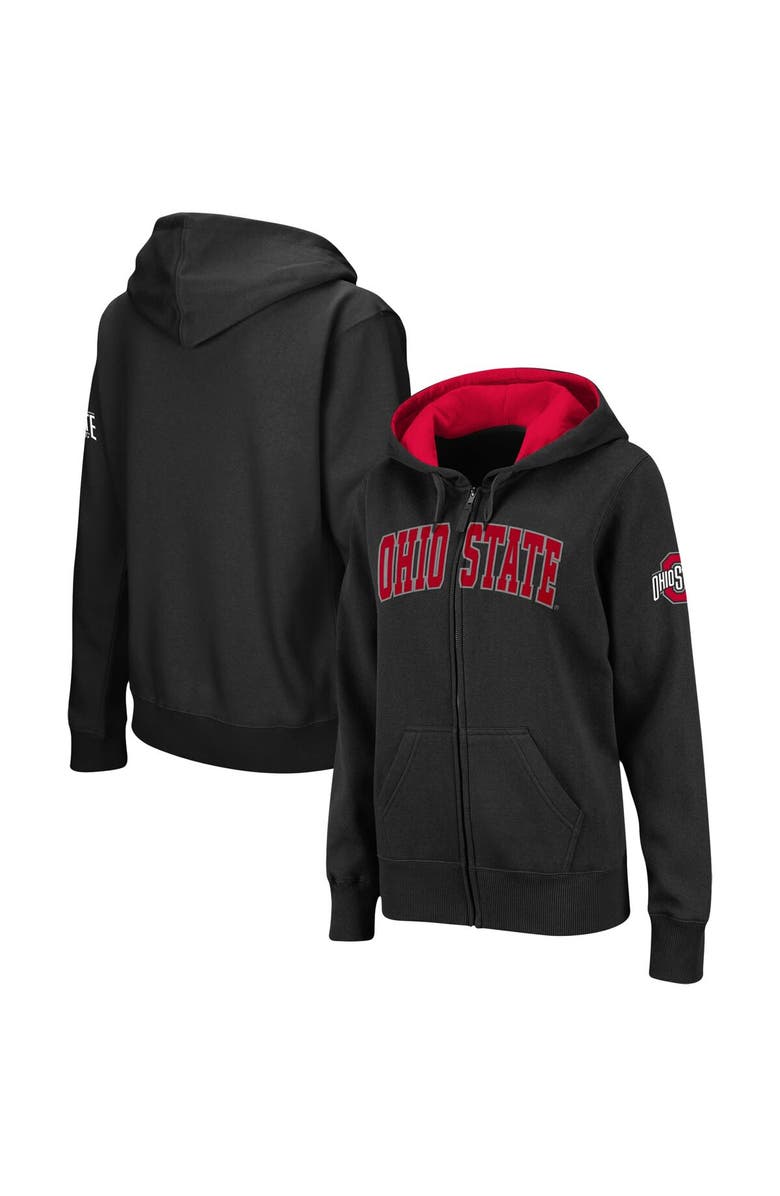 COLOSSEUM Women's Black Ohio State Buckeyes Arched Name Full-Zip Hoodie, Main, color, Black