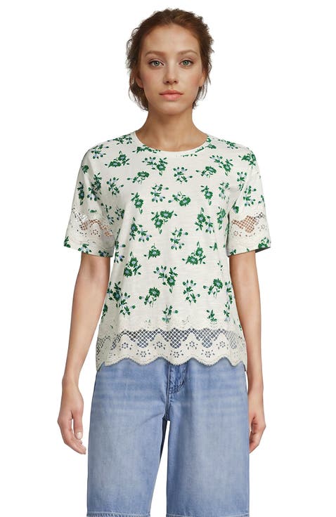 Short Sleeve Slub Jersey Cutwork T-Shirt