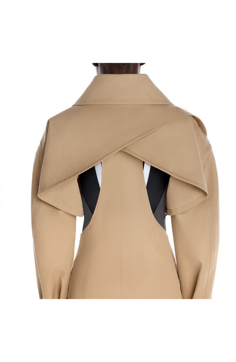 MUGLER Cutout Gabardine Trench Coat, Alternate, color, 