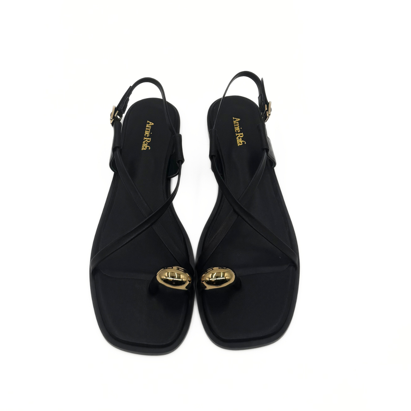 Amie Rafa Laney Strappy Gold Toe Sandals, Alternate, color, Black