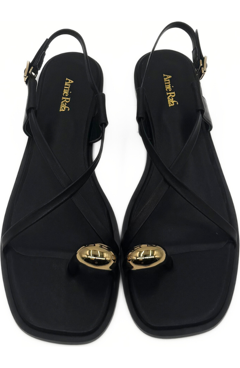 Amie Rafa Laney Strappy Gold Toe Sandals, Alternate, color, Black