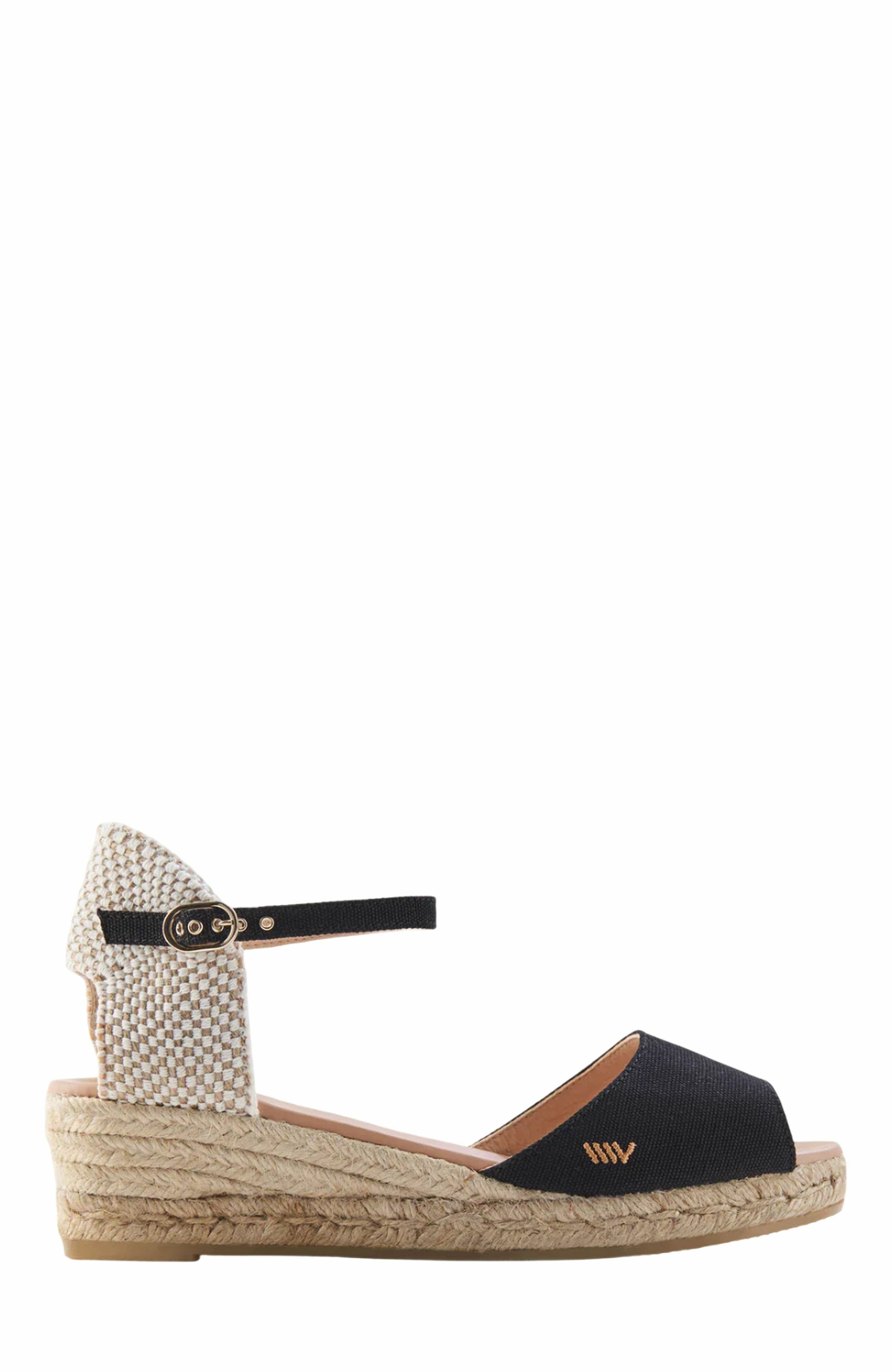 Cavall Canvas Espadrille Sandal Wedges, Main, color, Black