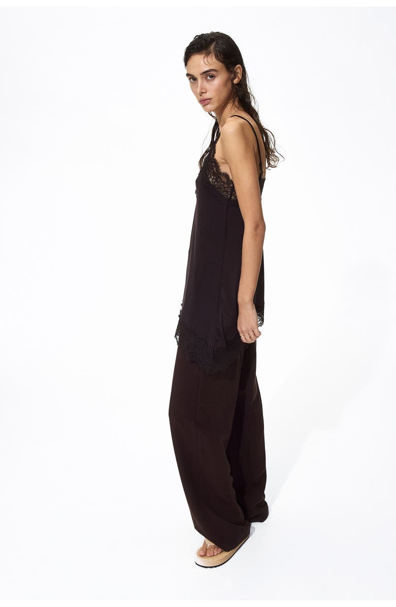 H&M Linen-blend Trousers, Alternate, color, Dark Brown