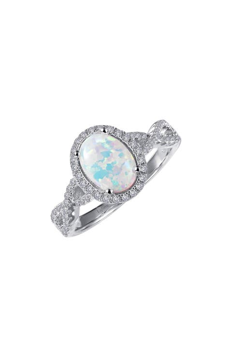 Simulated Opal Halo Ring