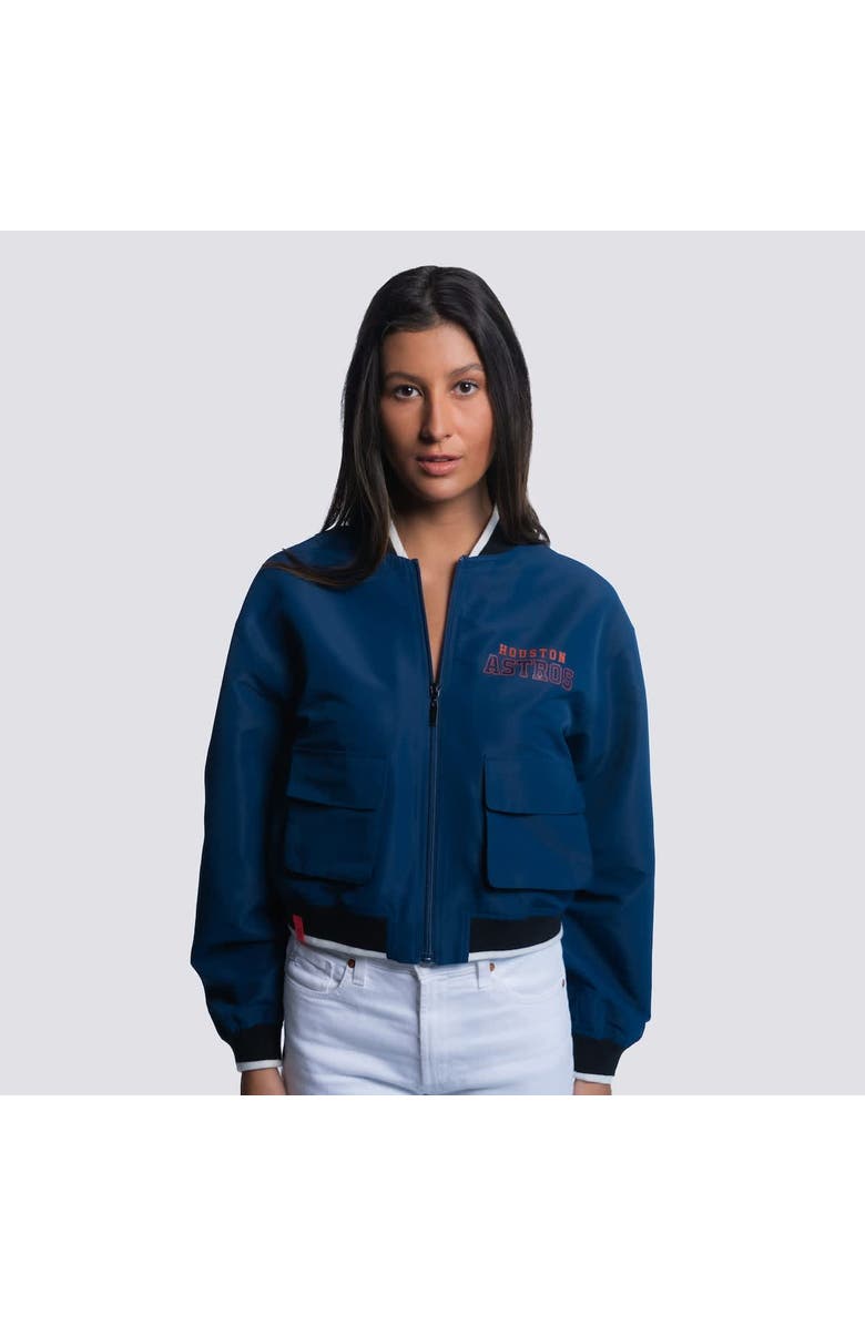 LUSSO Women's Lusso Navy Houston Astros Paisley Cropped Full-Zip Jacket, Alternate, color, Navy