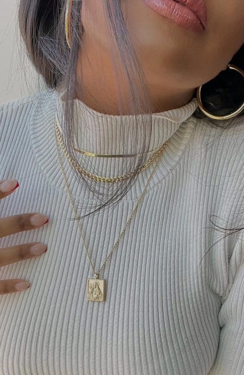 Awe Inspired Mother Mary Pendant Necklace, Alternate, color,