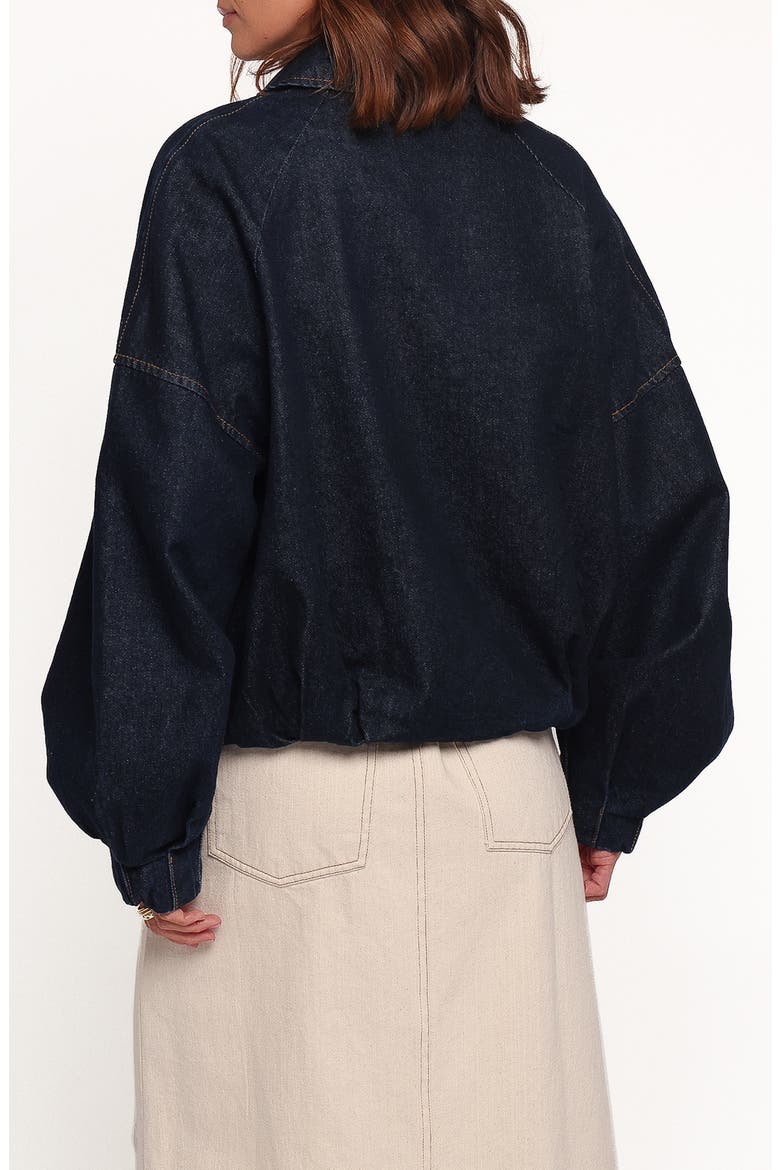 Janet Denim Bomber Jacket, Alternate, color, DARK DENIM WASH