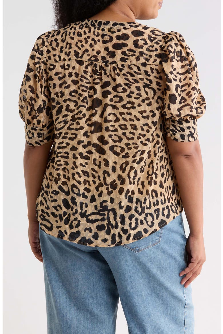Devon Leopard Print Puff Sleeve Shirt, Alternate, color, BLACK TAN
