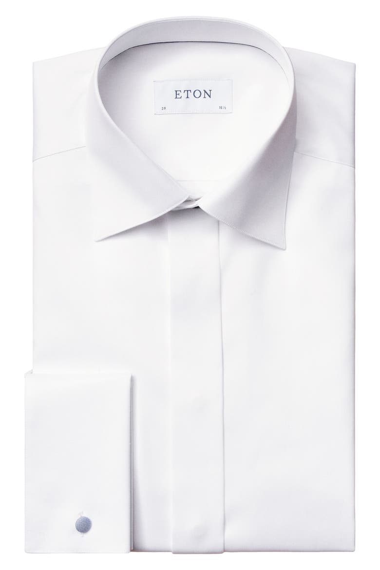 Contemporary Fit White Fly Front Tuxedo Shirt, Alternate, color, WHITE