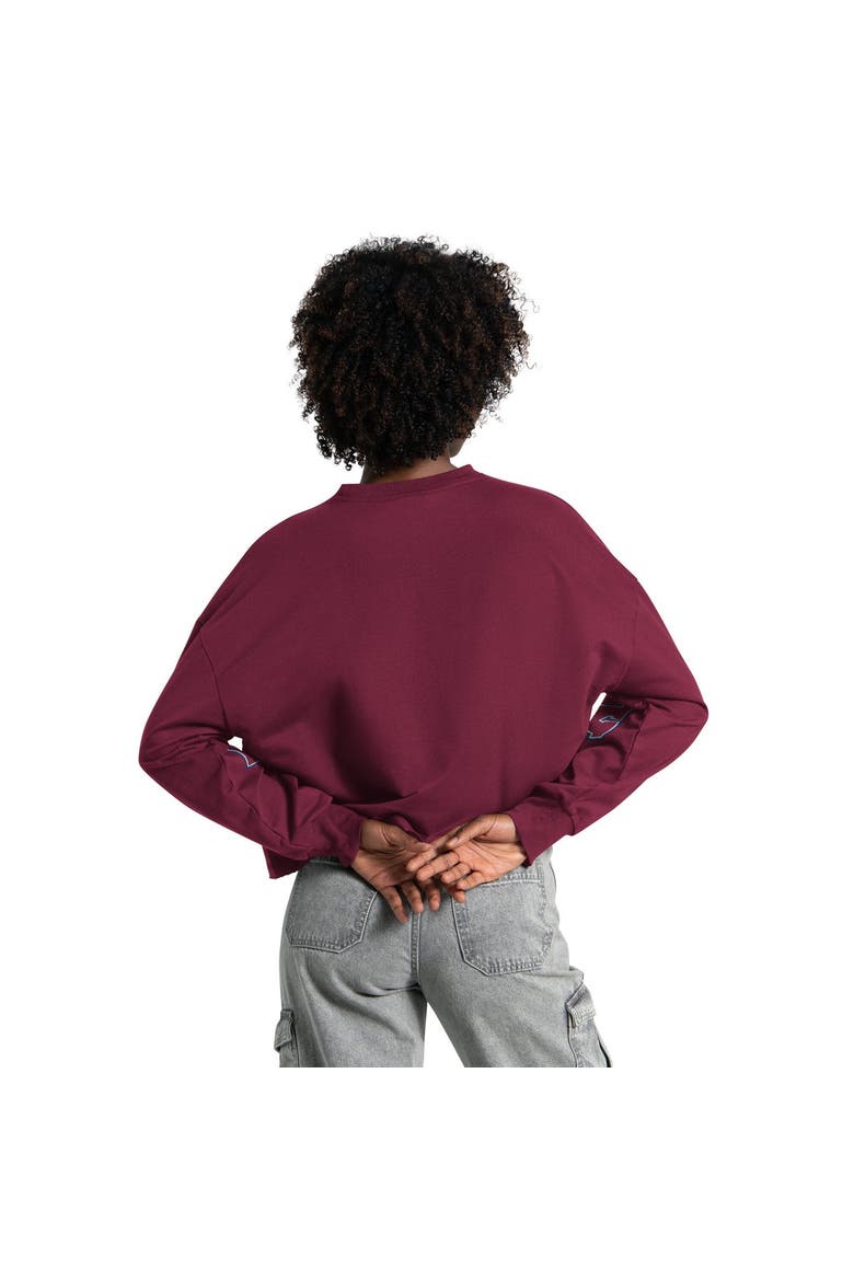 Women's Starter  Maroon Colorado Avalanche Bleachers Cropped Drop Shoulder Sweatshirt, Alternate, color, Maroon
