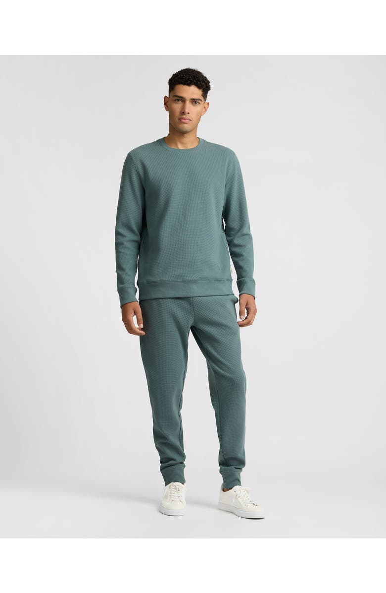 Onia Heavyweight Cotton Waffle Crewneck Sweatshirt, Alternate, color, Fern