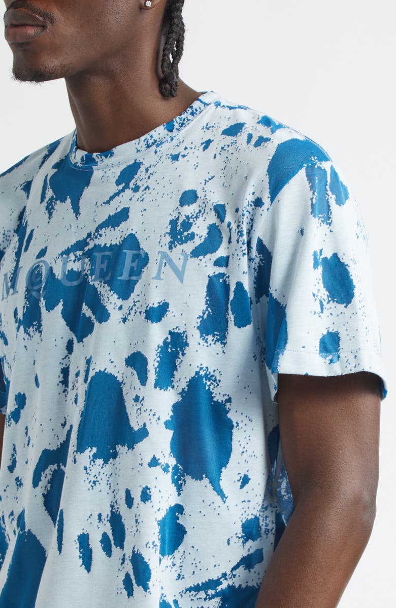 McQueen Flocked Logo Devoré T-Shirt, Alternate, color, White/ Indigo