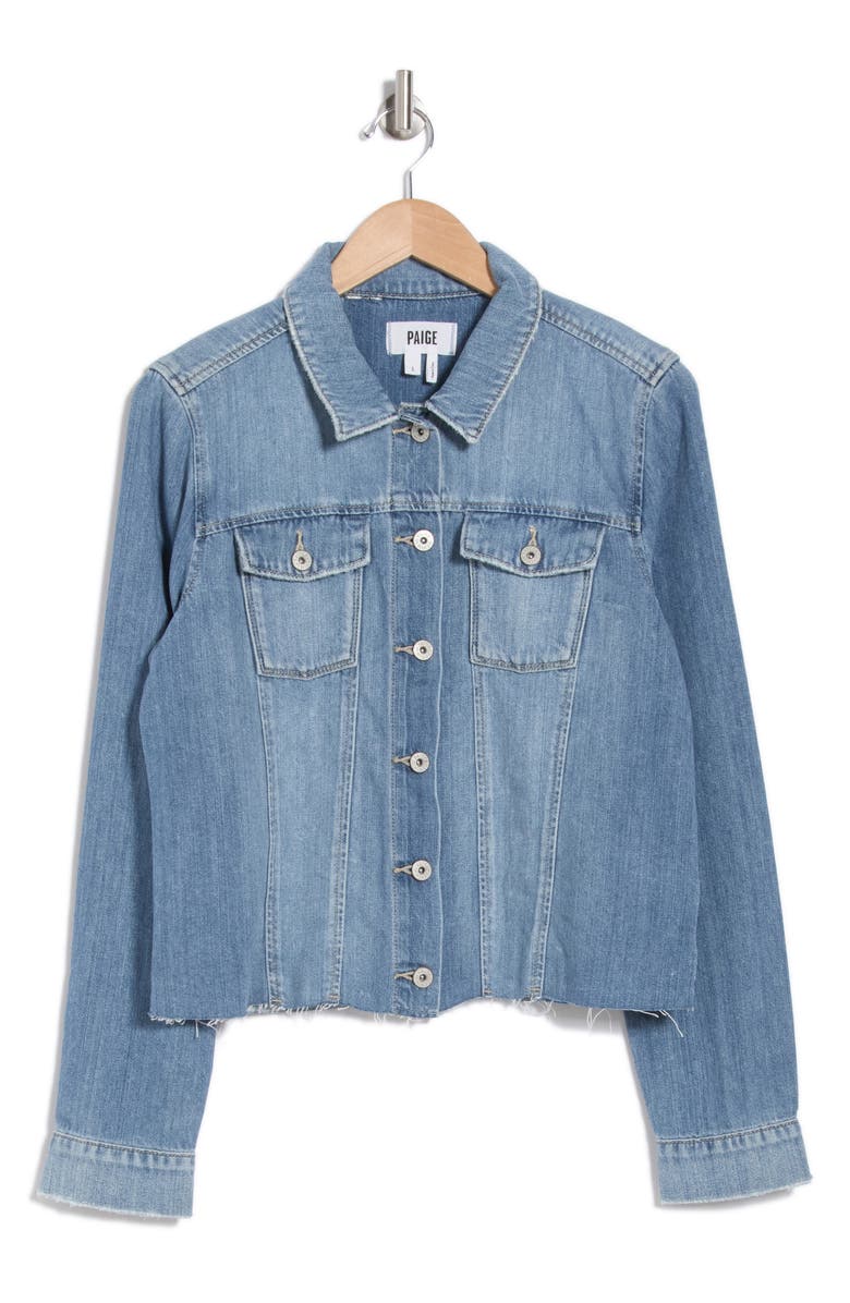 PAIGE Aveline Raw Hem Denim Jacket, Alternate, color, Leanna