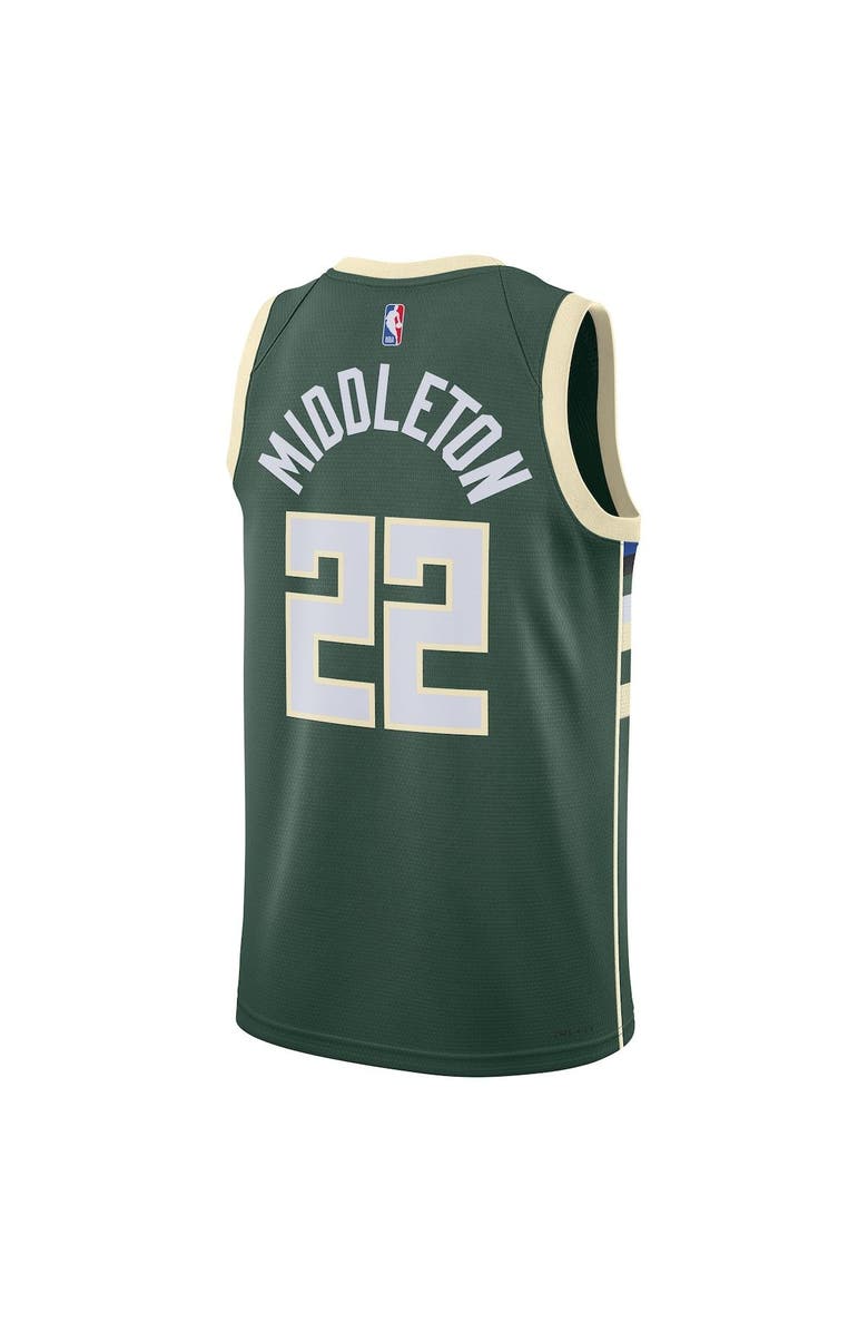 Nike Unisex Nike Khris Middleton Hunter Green Milwaukee Bucks Swingman Jersey - Icon Edition, Alternate, color, 