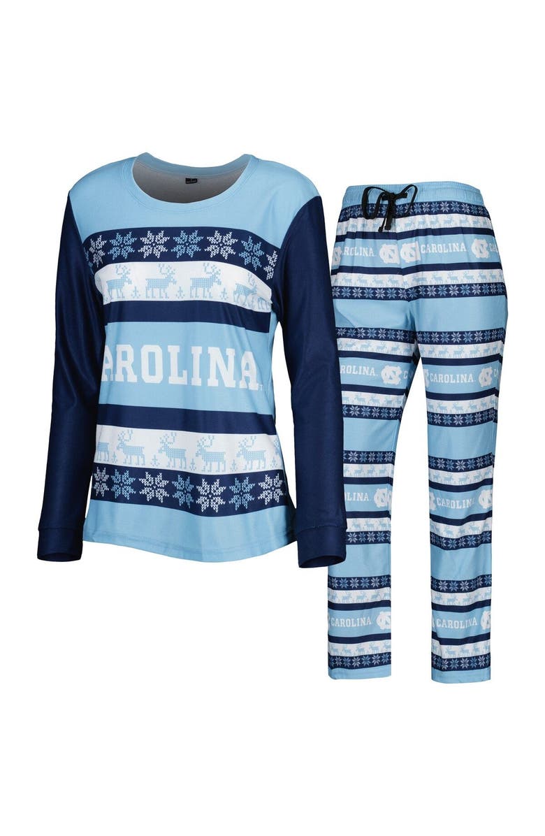 FOCO Women's FOCO Carolina Blue North Carolina Tar Heels Ugly Long Sleeve T-Shirt & Pajama Pants Sleep Set, Alternate, color, 