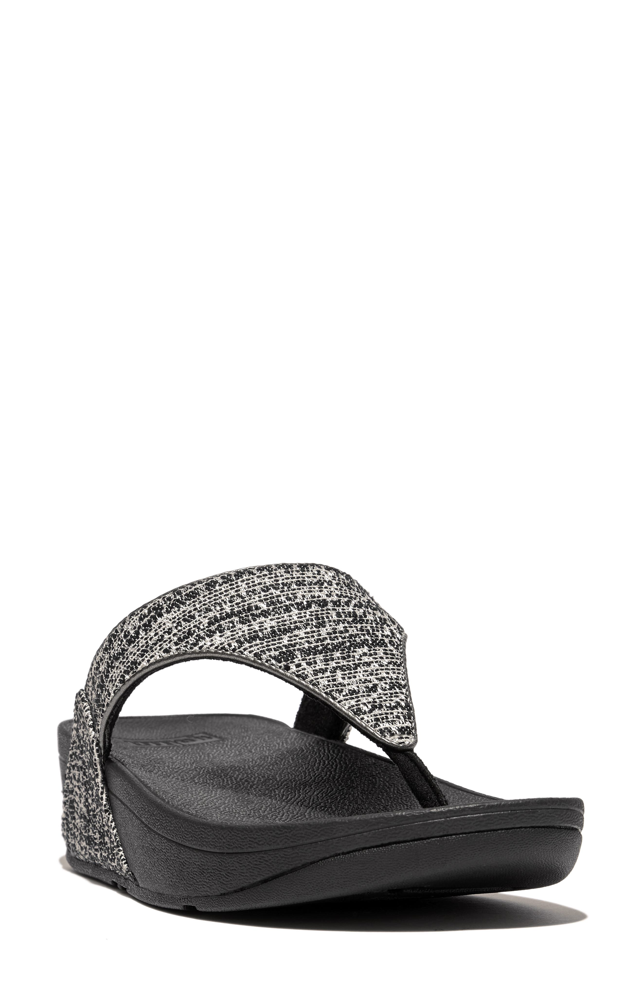 FitFlop Lulu Shimmerweave Flip Flop, Main, color, Black Mix