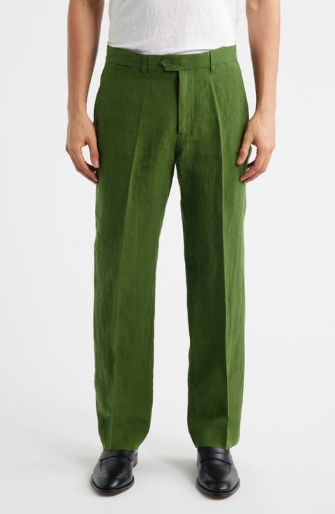 Flat Front Linen Chinos