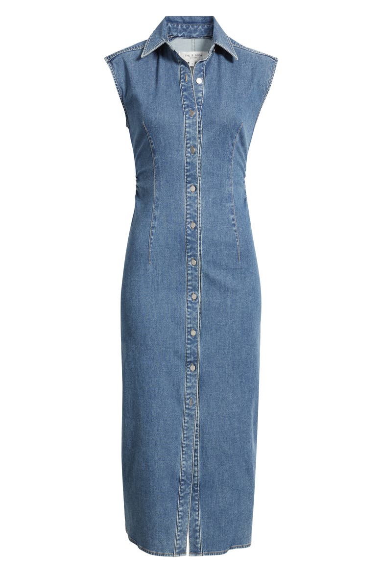 Leah Airflex Denim Midi Shirtdress, Alternate, color, FENNIE