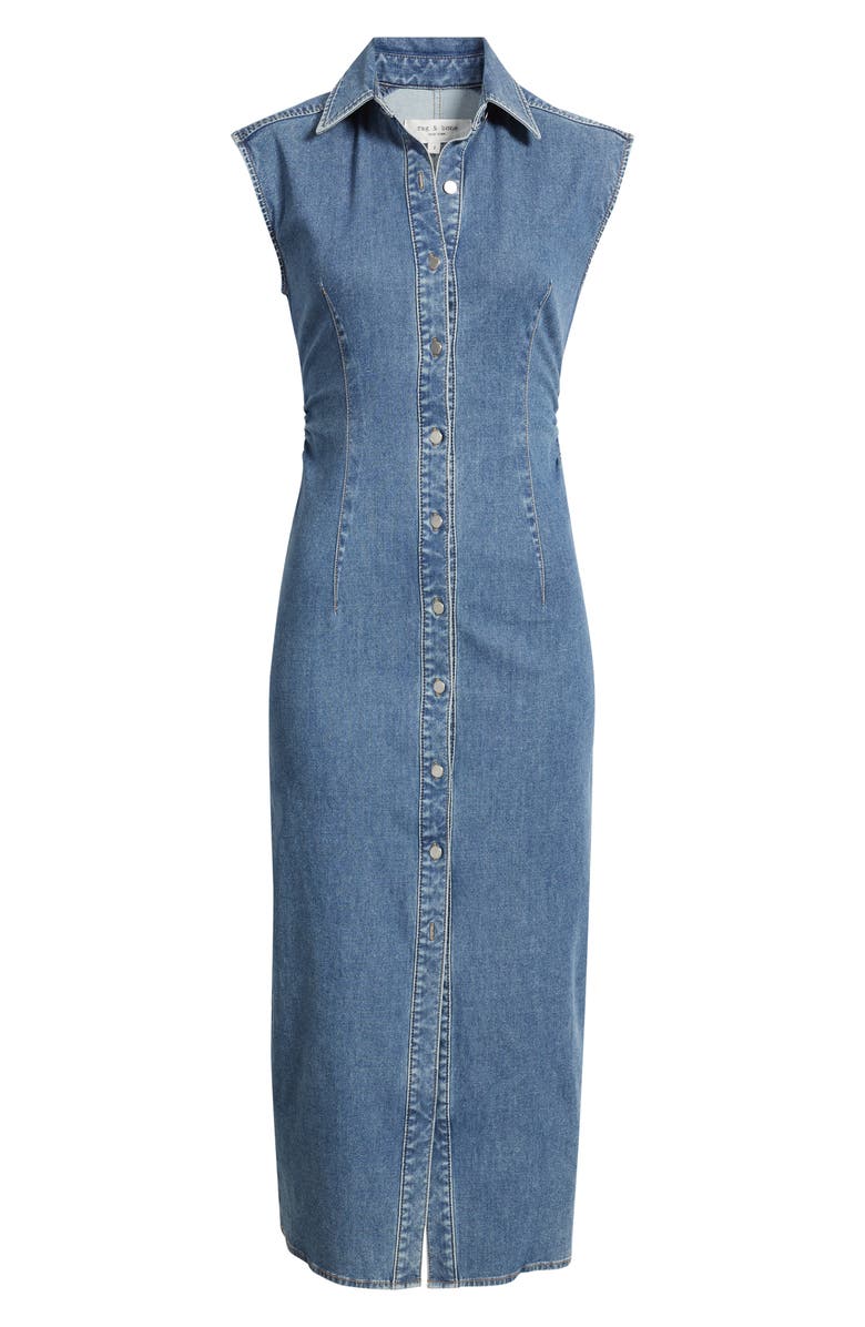 rag & bone Leah Airflex Denim Midi Shirtdress, Alternate, color, Fennie
