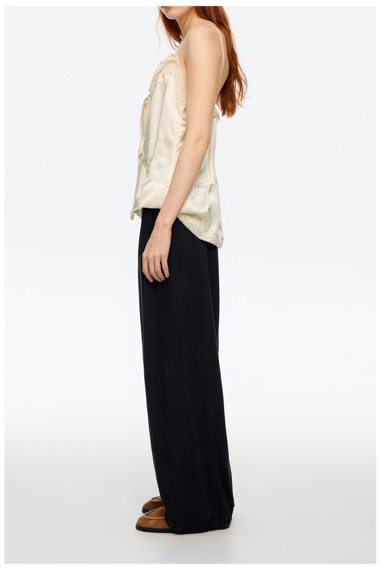 Denim Wide Leg Trousers, Alternate, color, WASHED BLACK