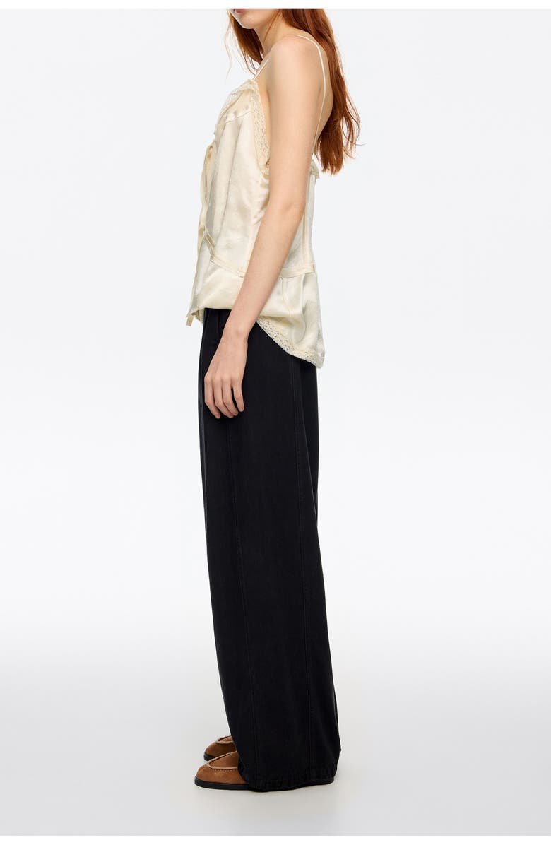 Bimba y Lola Denim Wide Leg Trousers, Alternate, color, Washed Black