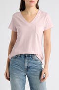 Caslon® Cotton & Modal V-Neck T-Shirt