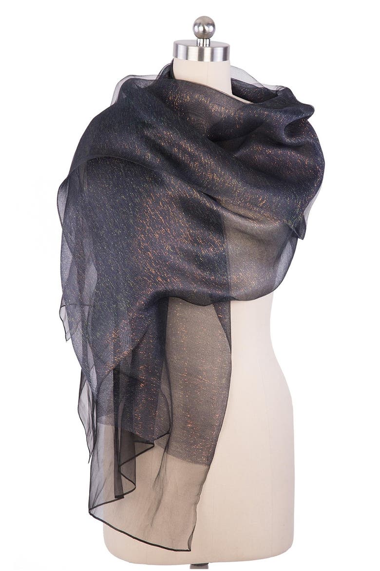 Sparkle Sheer Silk Wrap, Alternate, color, NAVY