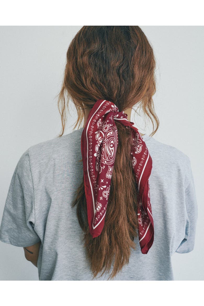"Paisley" Silk Bandana Scarf, Alternate, color, Rodeo Red