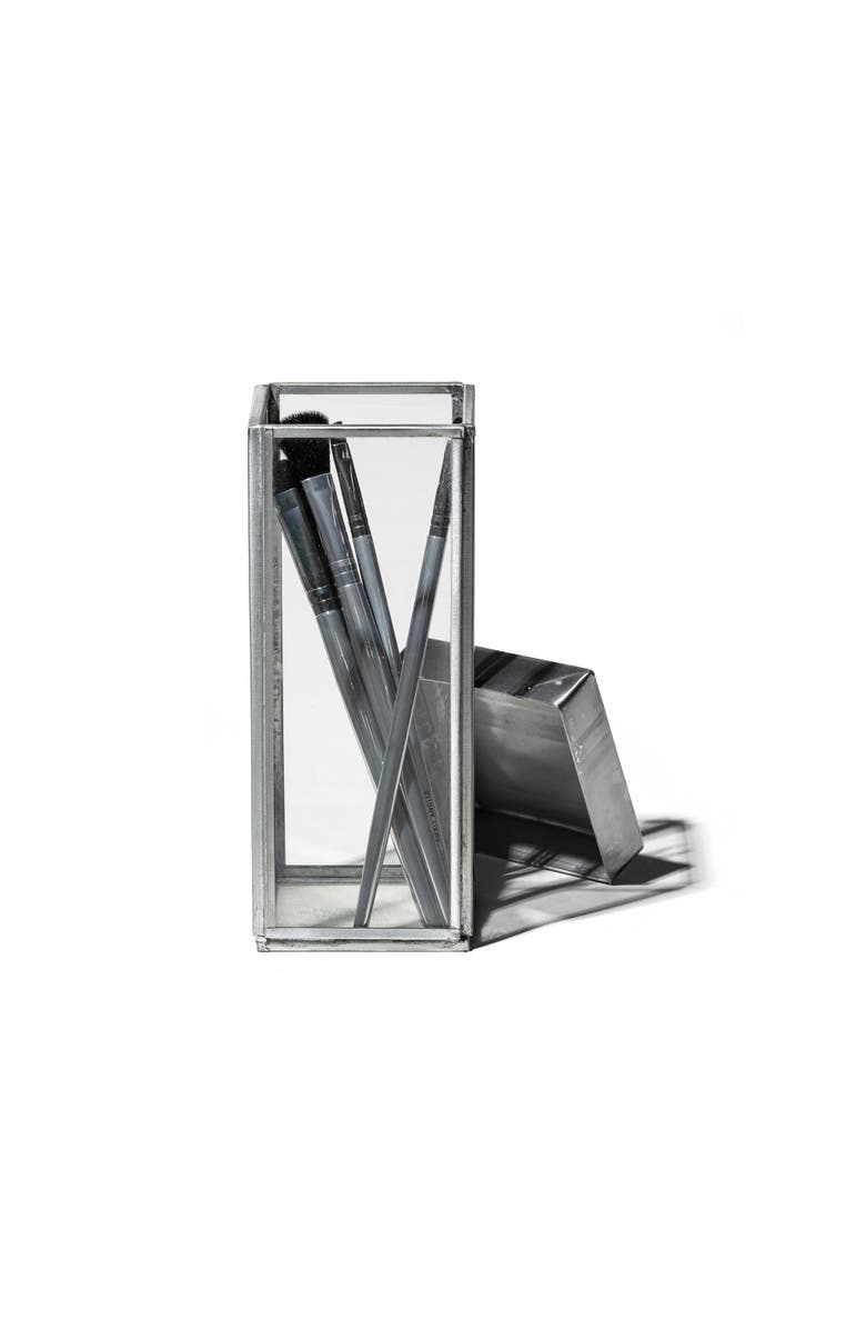 PUEBCO Glass Box W/Recycle Steel Lid - Pen Stand, Main, color, Steel