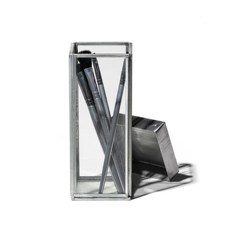 Glass Box W/Recycle Steel Lid - Pen Stand