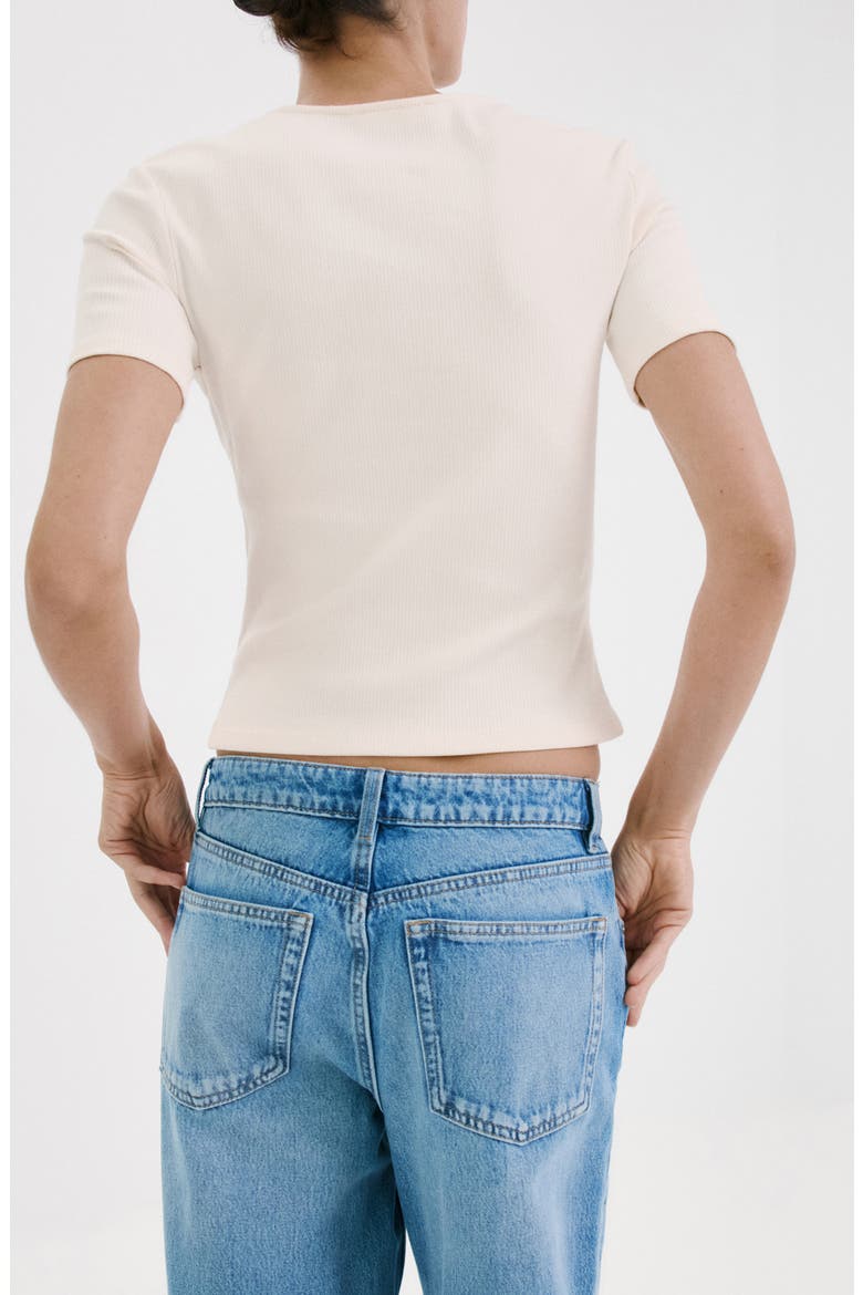 Lace Trim Rib Knit Crop Top, Alternate, color, ECRU