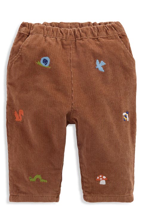 Kids' Embroidered Cotton Corduroy Trousers